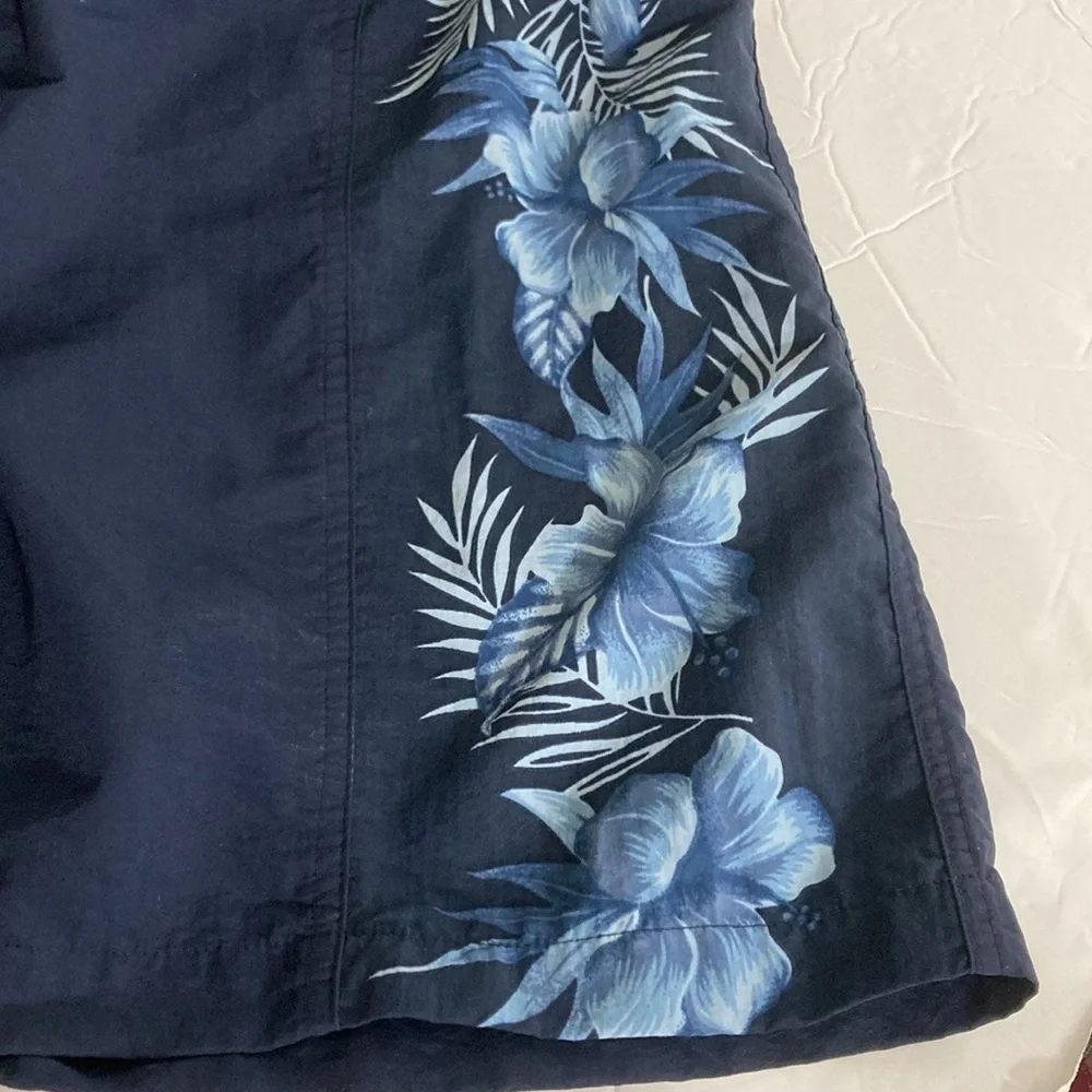 Breakwater Swim Trunks Men Size Large Navy w Light Blue Elastic & Draw String